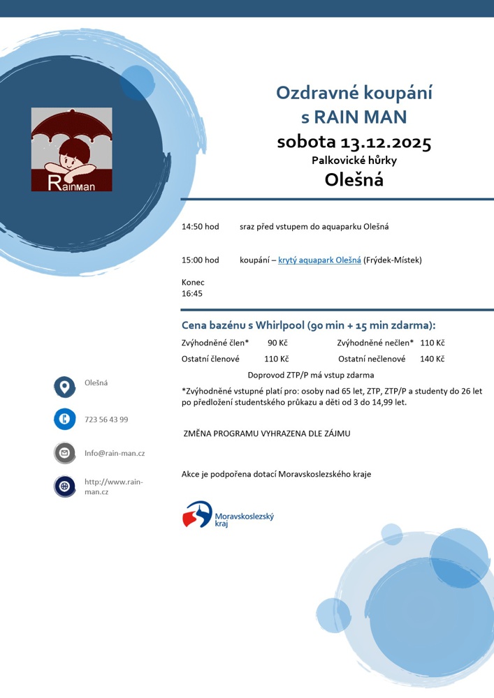 RAIN MAN - pozvánka na výlet do aquaparku Olešná